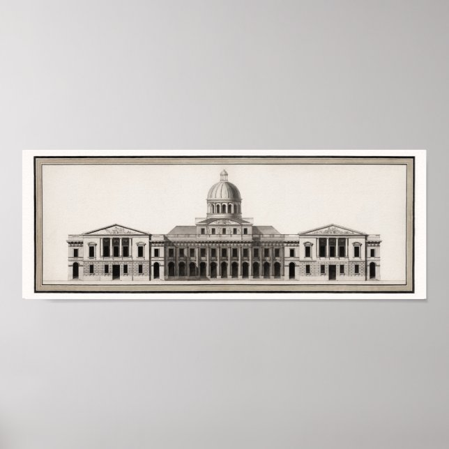 United States Capitol Architectural Drawing - 1791 Poster (Front)