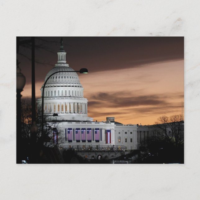 United States Capitol Building at Dusk Postcard (Front)