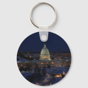 United States Capitol Building at Night Key Ring