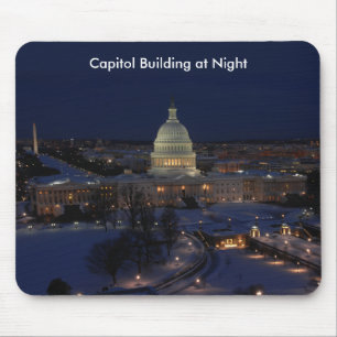 United States Capitol Building at Night Mouse Mat