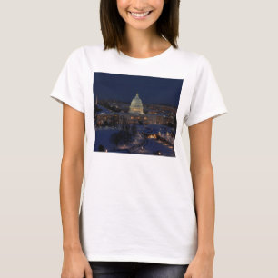 United States Capitol Building at Night T-Shirt