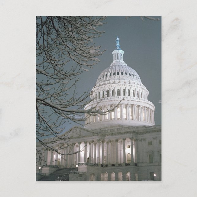 United States Capitol Building in Winter Dress Postcard (Front)