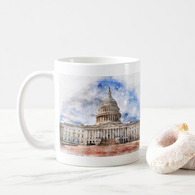 United States Capitol close up in Washington DC  Coffee Mug (With Donut)
