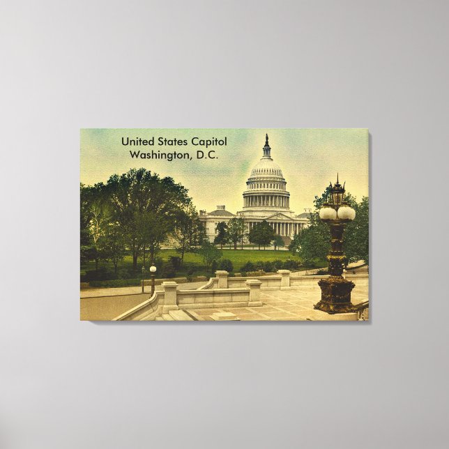 United States Capitol from Library Steps Date 1898 Canvas Print (Front)