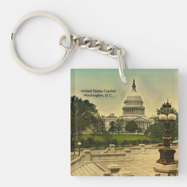 United States Capitol from Library Steps Date 1898 Key Ring (Front)