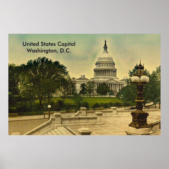 United States Capitol from Library Steps Date 1898 Poster (Front)