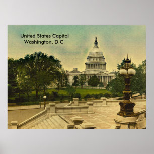 United States Capitol from Library Steps Date 1898 Poster