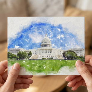 United States Capitol in Washington DC Pastel Draw Postcard