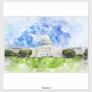 United States Capitol in Washington DC Watercolor