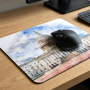 United States Capitol Pastel Drawing Washington DC Mouse Mat