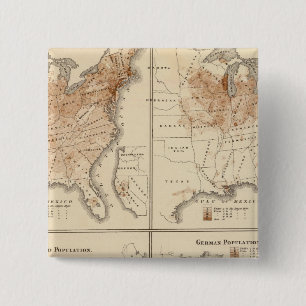 United States Census maps, 1870 15 Cm Square Badge