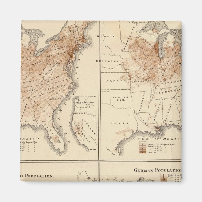 United States Census maps, 1870 Magnet (Front)