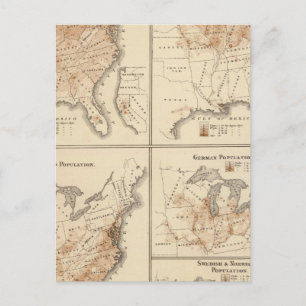 United States Census maps, 1870 Postcard