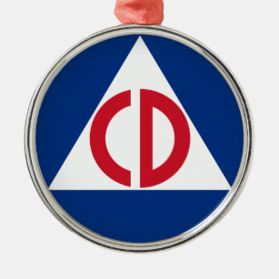 United States Civil Defence Logo Vintage Symbol Metal Tree Decoration