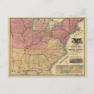United States Civil War Map by Charles Magnus 1862 Postcard