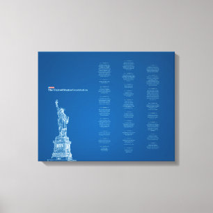 United States Constitution Blue and Liberty Statue Canvas Print