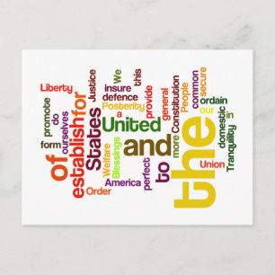 United States Constitution Preamble Word Cloud Postcard