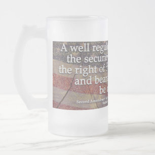 United States Constitution Second Amendment Frosted Glass Beer Mug