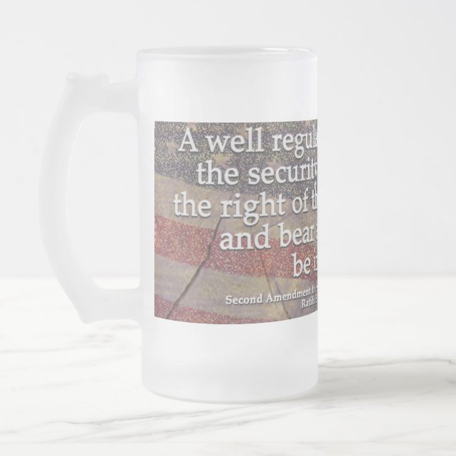 United States Constitution Second Amendment Frosted Glass Beer Mug (Left)