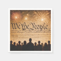 United States Constitution With Fireworks