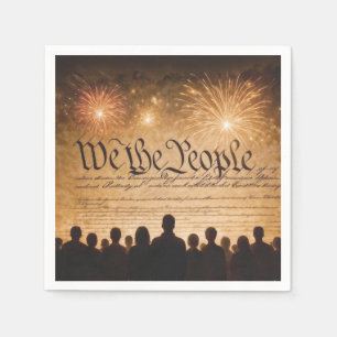 United States Constitution With Fireworks Napkin