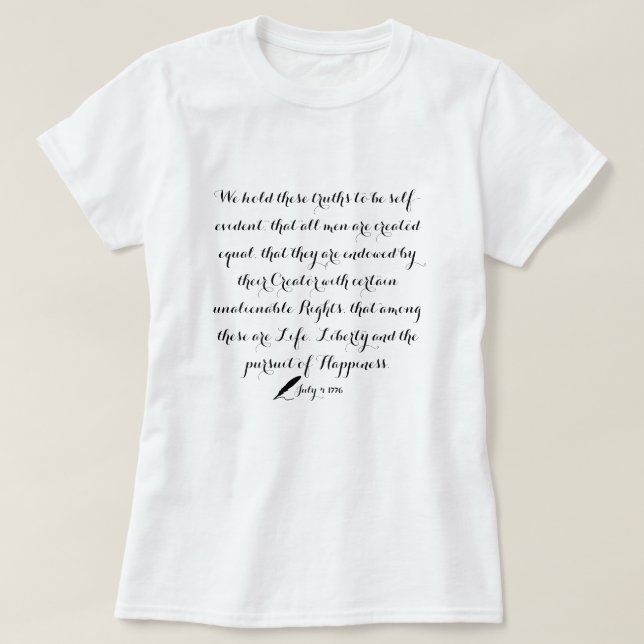 United States Declaration of Independence 1776 T-Shirt (Design Front)