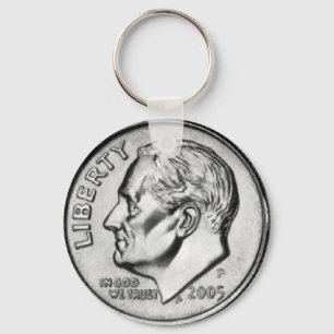 United States Dime Key Chain. Key Ring