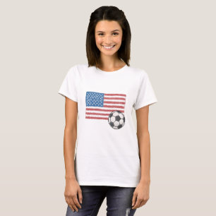United States flag and crayon-style soccer ball T-Shirt