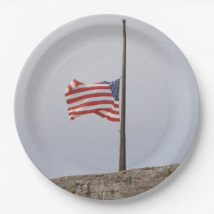 United States Flag at Half-Mast (USA) Paper Plate