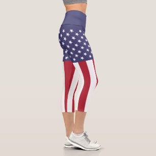 United States Flag Capri Leggings