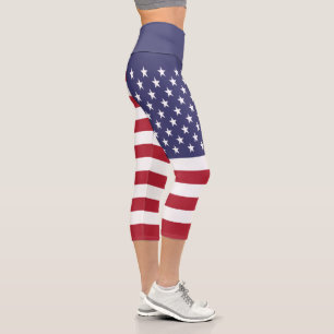United States Flag Capri Leggings