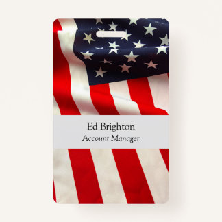 United States flag closeup ID Badge