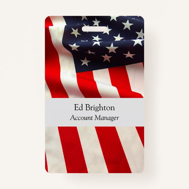 United States flag closeup ID Badge (Front)