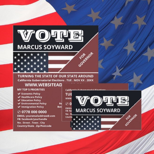 United States Flag Design, Political Campaigner Business Card (Creator Uploaded)