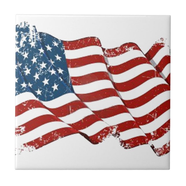 United States Flag Distressed look Tile (Front)