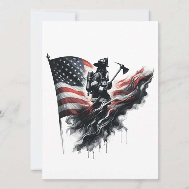  United States Flag. Firefighter Card (Front)