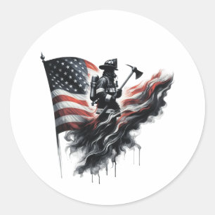United States Flag. Firefighter Classic Round Sticker