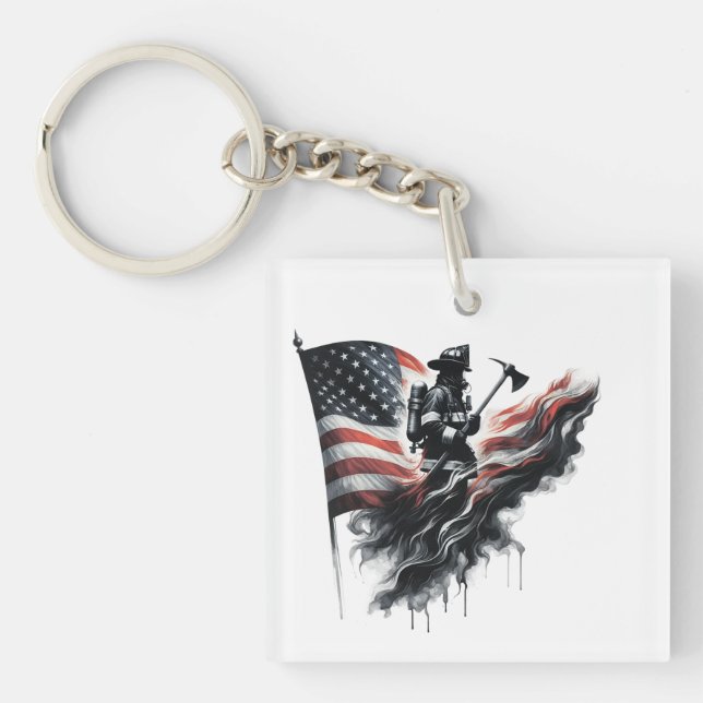  United States Flag. Firefighter Key Ring (Front)
