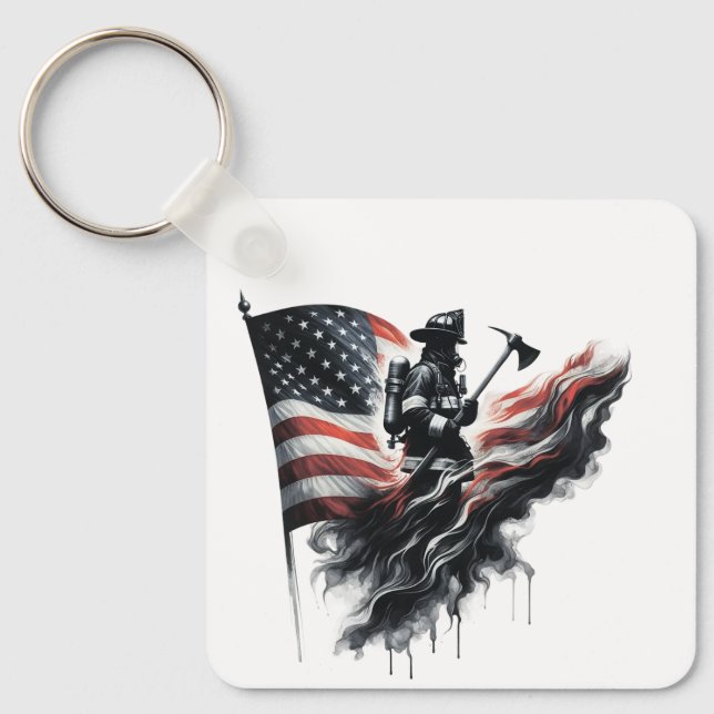  United States Flag. Firefighter Key Ring (Front)