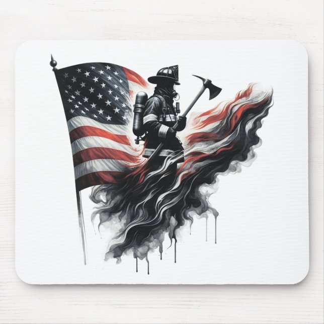  United States Flag. Firefighter Mouse Mat (Front)