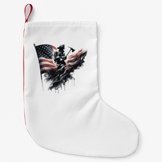  United States Flag. Firefighter Small Christmas Stocking (Front)
