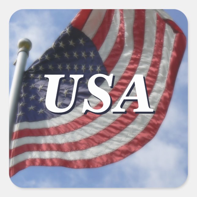 United States Flag Flying USA Square Sticker (Front)