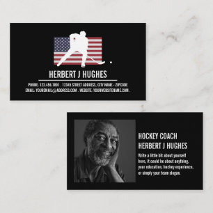 United States Flag, Hockey Player, Hockey Coach Business Card