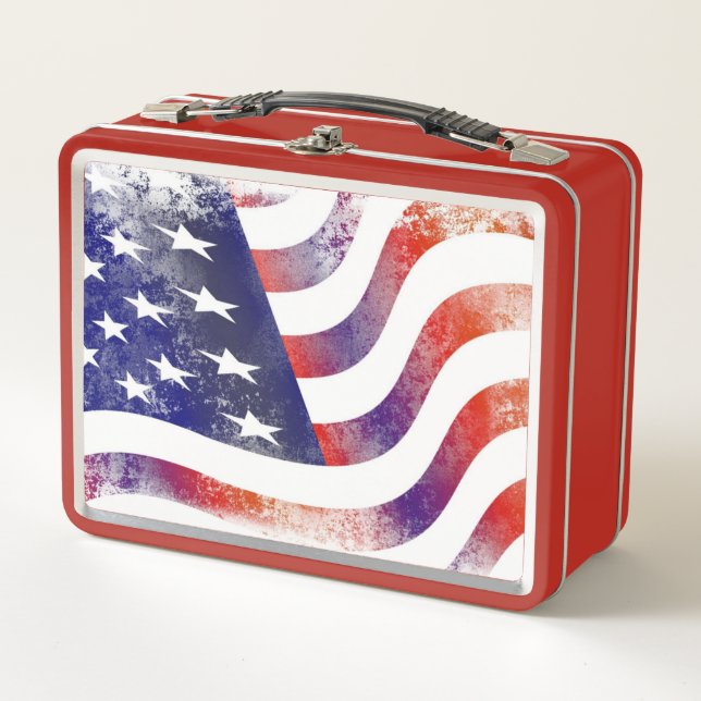United States Flag Metal Lunch Box (Front)