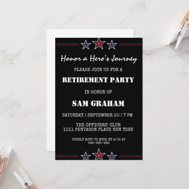 united states flag military retirement invitations (Front/Back In Situ)