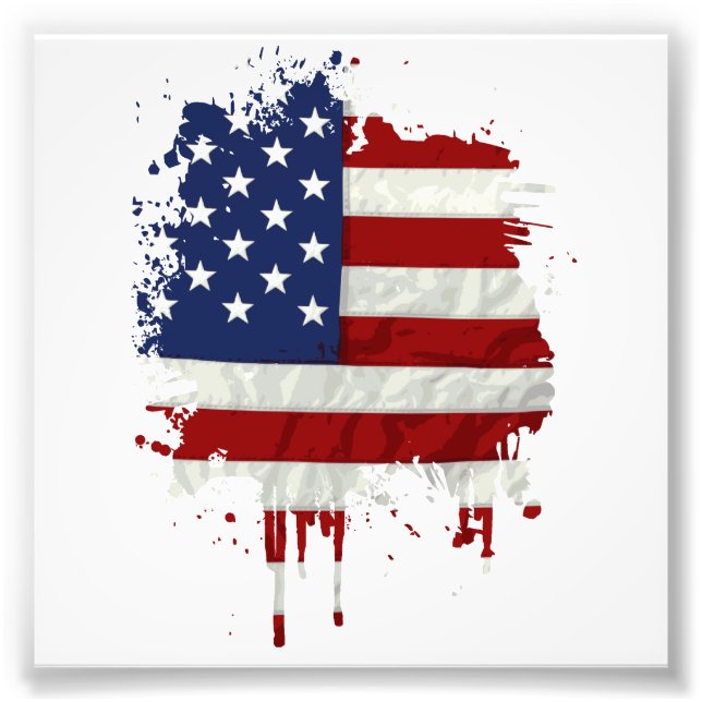 United States Flag Paint Splatter Photo Print (Front)