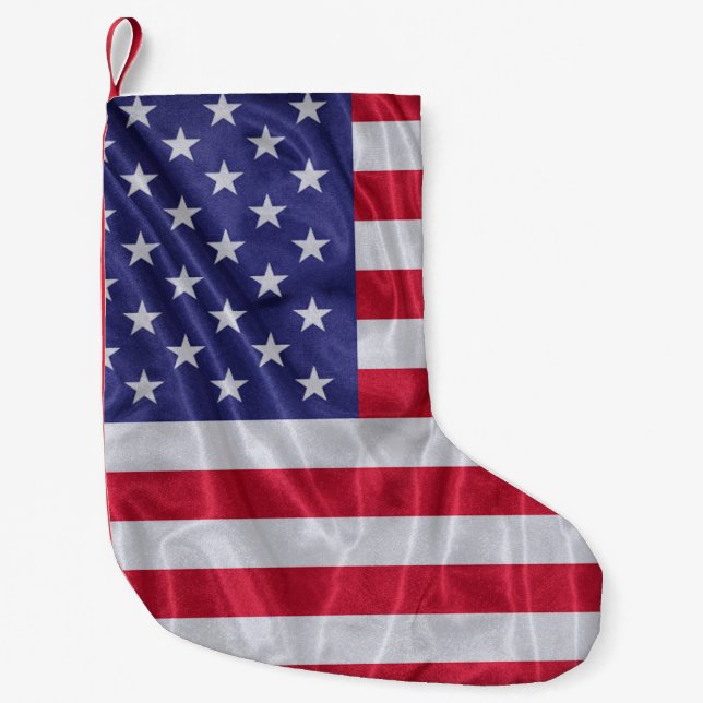 United States flag pattern on the fabric texture,  Small Christmas Stocking (Front)