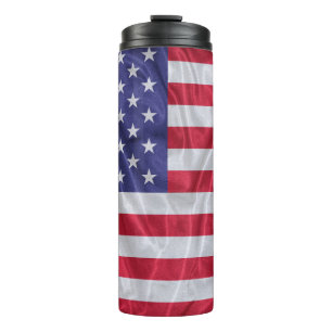 United States flag pattern on the fabric texture, Thermal Tumbler