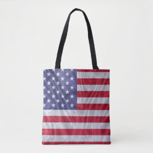 United States flag pattern on the fabric texture, Tote Bag