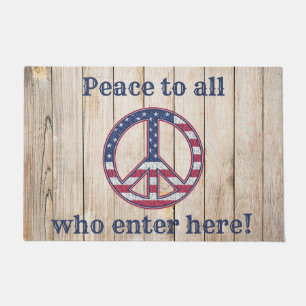United States Flag - Peace To All Who Enter Here Doormat